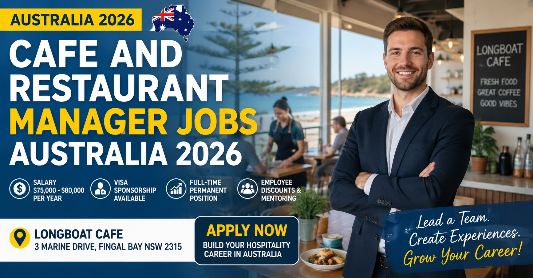 Cafe and Restaurant Manager Jobs Australia 2026 at Longboat Cafe in Fingal Bay NSW